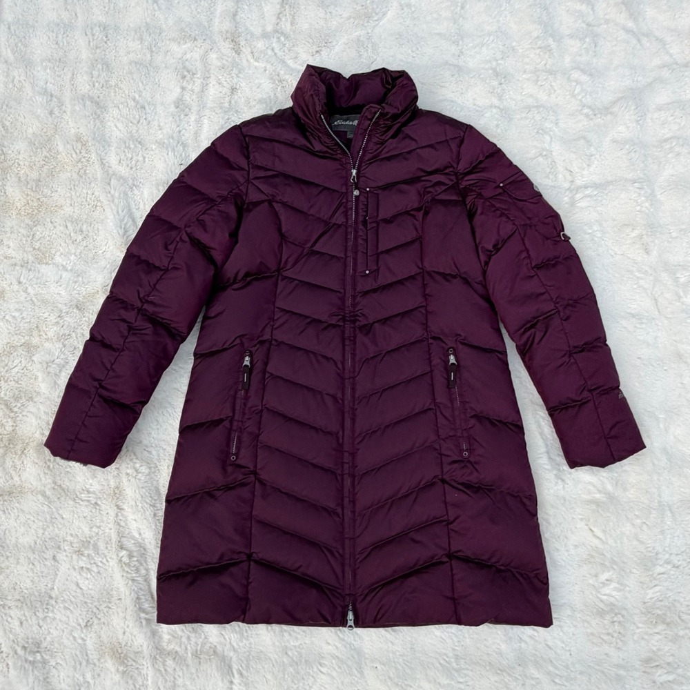 Eddie Bauer Sun Valley Down Parka Womens Large Purple Long Quilted Puffer Jacket